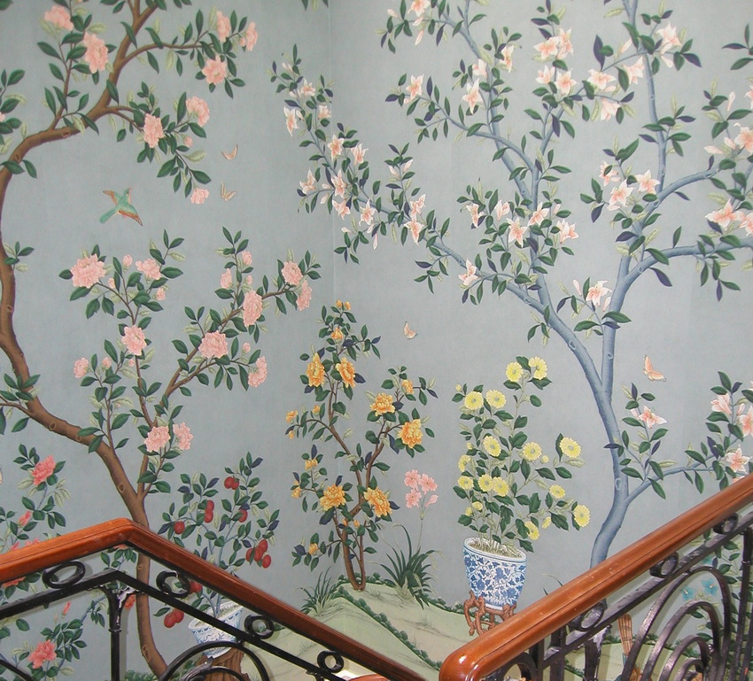 hand painted wallpaper :: chinoiserie wallpaper :: silk wallpaper ...